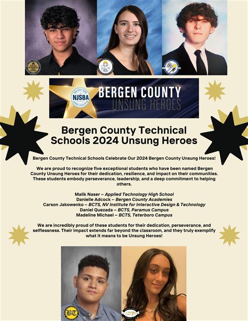  Bergen County Technical Schools Celebrate Our 2024 Bergen County Unsung Heroes flyer